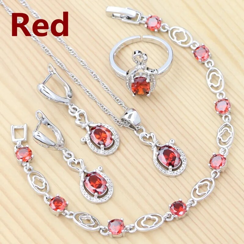 Women's 100% 925 Sterling Silver Zircon Geometric Jewelry Sets