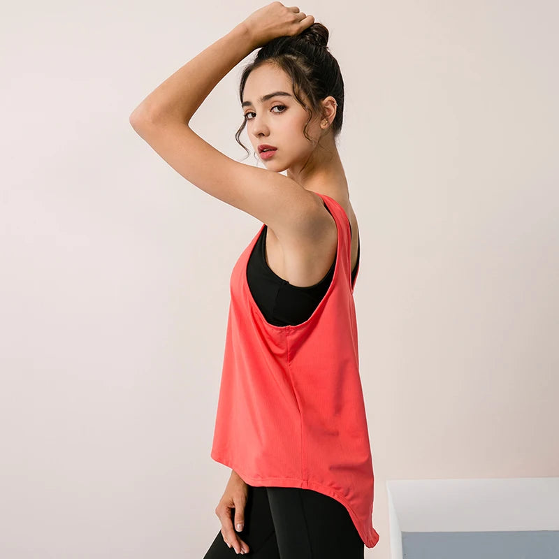 Women's Polyester O-Neck Sleeveless Fitness Yoga Workout Top