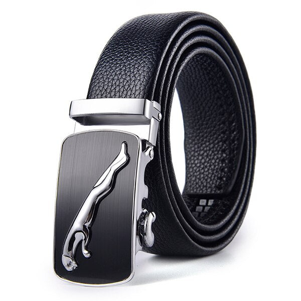 Men's Leather Automatic Buckle Closure Solid Pattern Trendy Belts