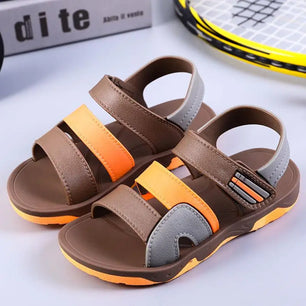 Kid's PVC Open Toe Hook Loop Closure Patchwork Casual Sandals