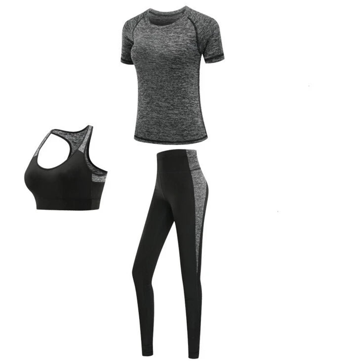 Women's Spandex O-Neck Short Sleeves Breathable Yoga Workout Set