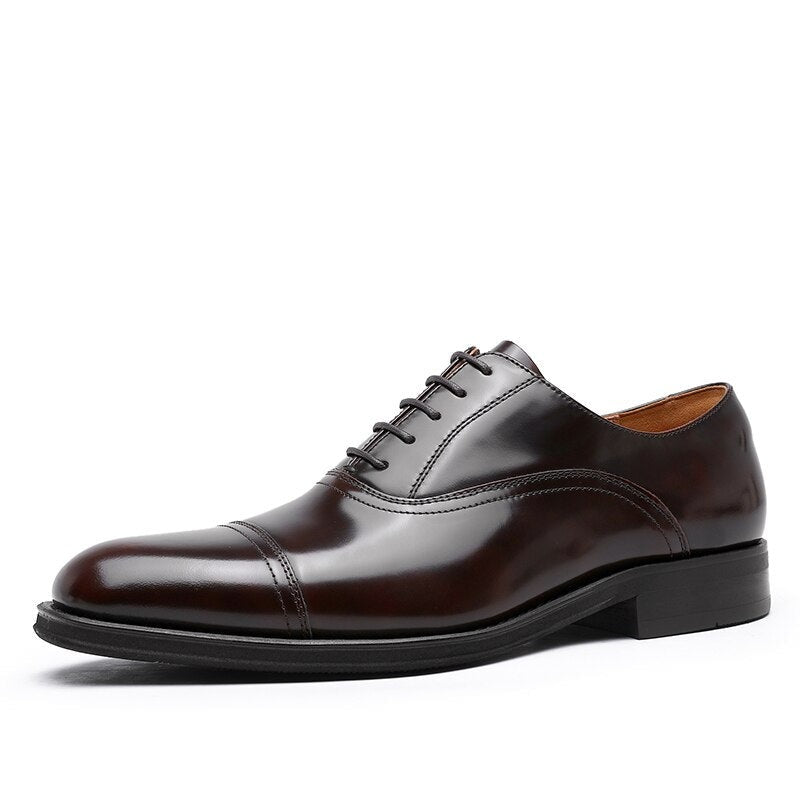 Men's Genuine Leather Pointed Toe Lace-Up Closure Formal Shoes