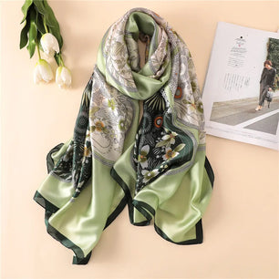 Women's Silk Neck Wrap Printed Pattern Trendy Beach Scarves