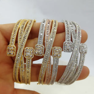 Women's Copper Cubic Zirconia Trendy Bridal Bangle With Ring