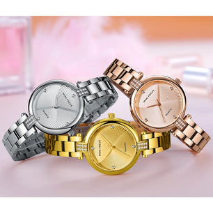 Women's Stainless Steel Round Shaped Waterproof Luxury Watch