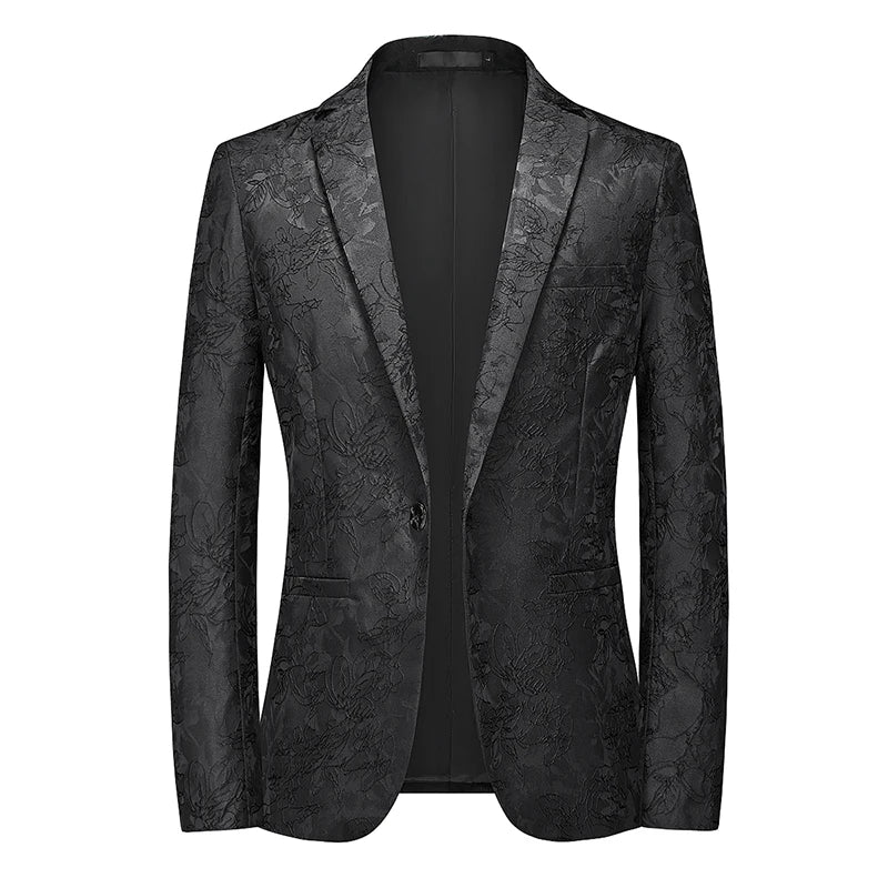 Men's Polyester Full Sleeve Single Breasted Closure Luxury Blazer