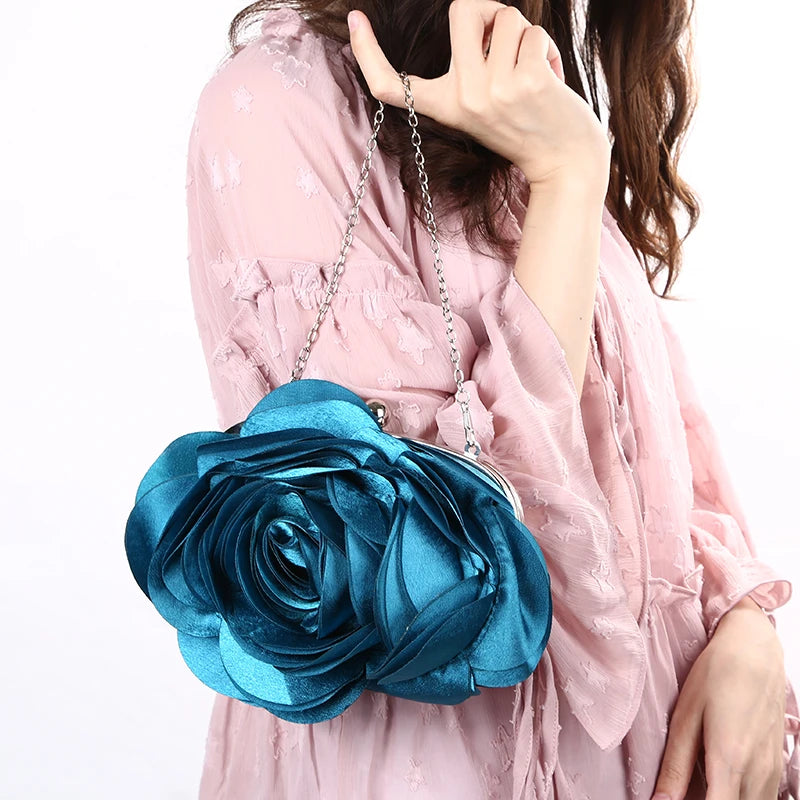 Women's Velour Hasp Closure Flower Pattern Trendy Wedding Clutch