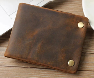 Men's Genuine Leather Solid Pattern Hasp Closure Vintage Wallet