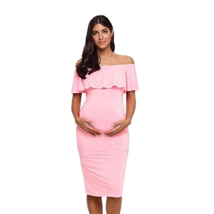 Women’s Cotton Square-Neck Short Sleeves Solid Maternity Dress