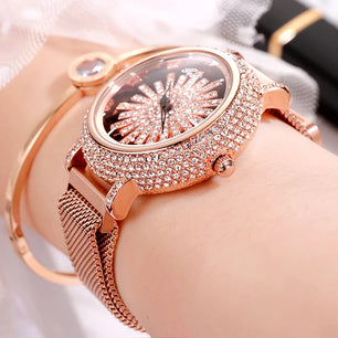 Women's Stainless Steel Round Shaped Waterproof Luxury Watch