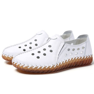 Women's Genuine Leather Lace Up Closure Round Toe Patchwork Shoes