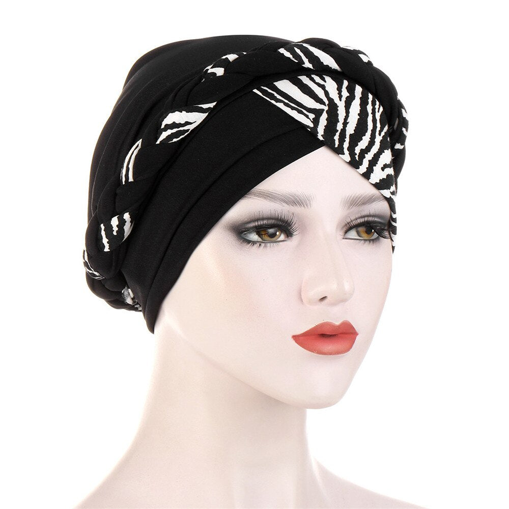 Women's Arabian Polyester Head Wrap Printed Pattern Turban Hijabs