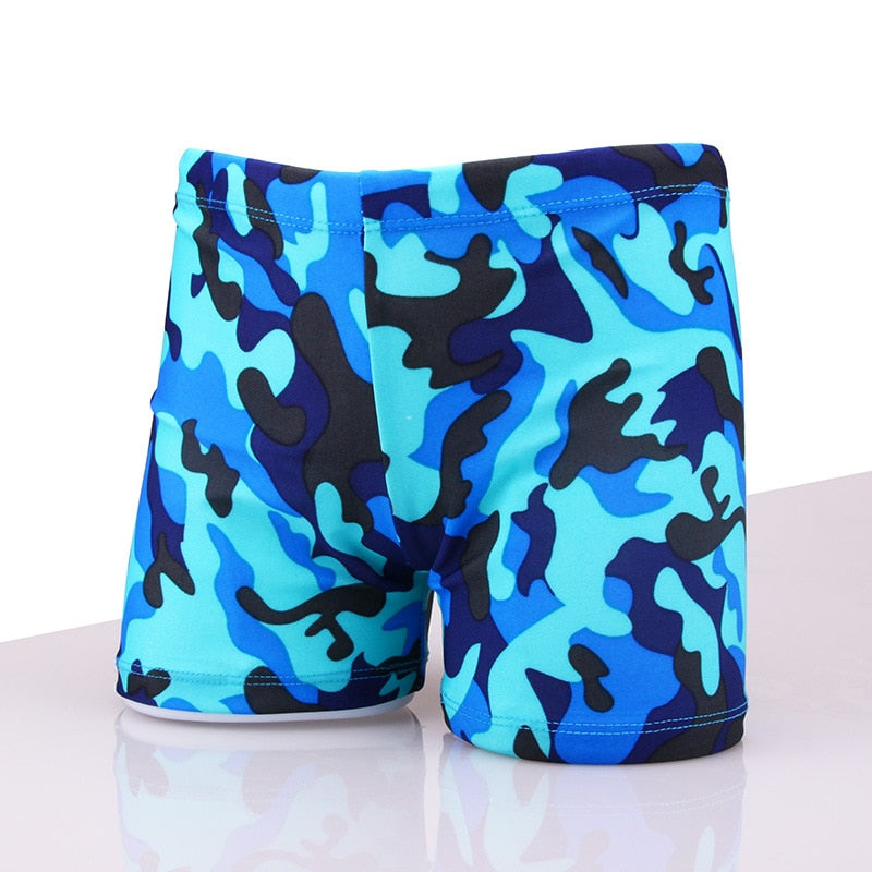 Kid's Polyester Elastic Waist Quick-Dry Camouflage Swimwear Short