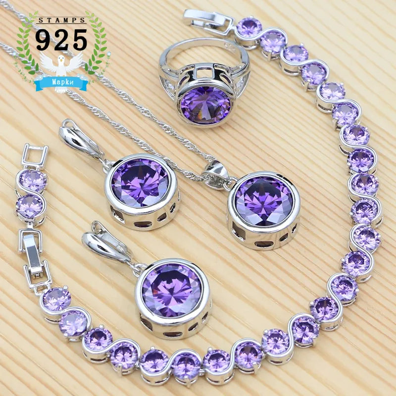 Women's 100% 925 Sterling Silver Zircon Geometric Jewelry Sets