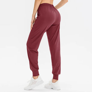 Women's Polyester Drawstring Closure Solid Pattern Yoga Trousers