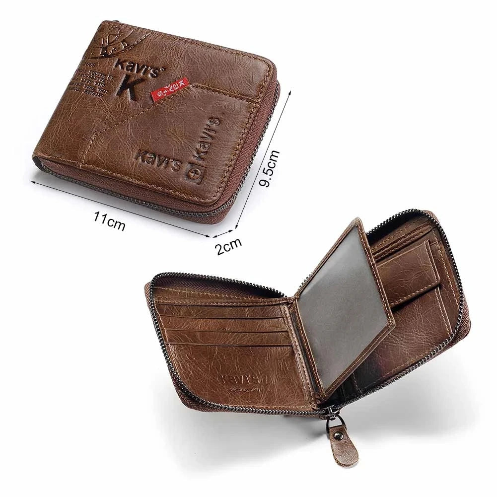 Men's Genuine Leather Letter Pattern Card Holder Trendy Wallets