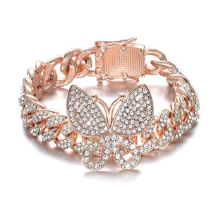 Men's Zinc Alloy Toggle-Clasps Butterfly Rhinestones Bracelet