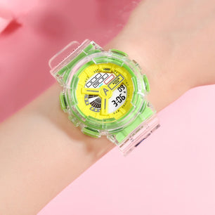 Kid's Acrylic Frame Round Shaped Waterproof Trendy Sports Watch