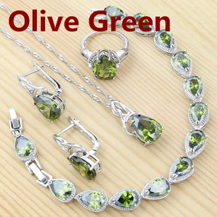 Women's 100% 925 Sterling Silver Zircon Water Drop Jewelry Sets