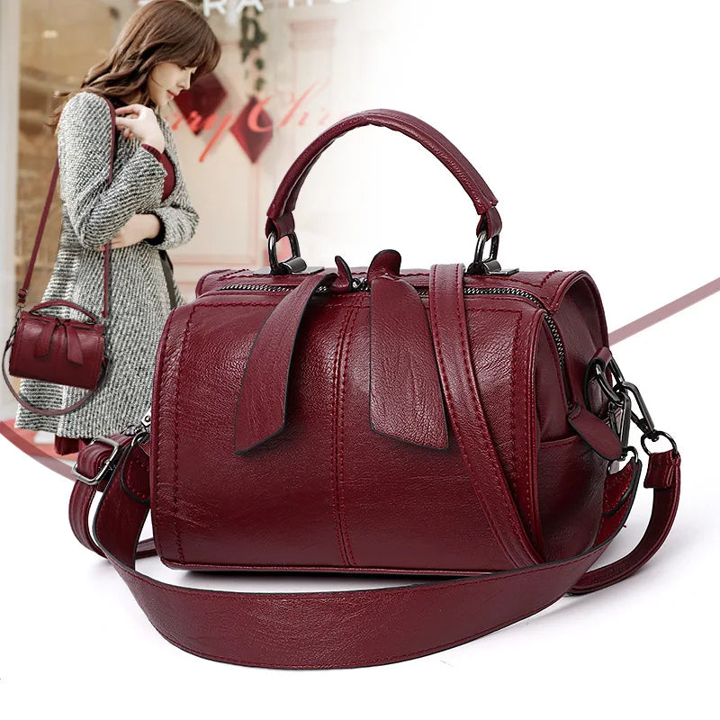 Women's PU Zipper Closure Solid Pattern Casual Shoulder Bags