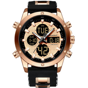 Men's Alloy Buckle Clasp Round Shaped Luxury Digital Watches
