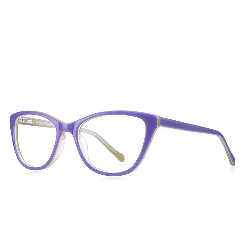 Kid's Cat Eye Acetate Frame Light Blocking Trendy Computer Glasses