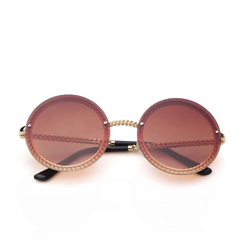 Women's Alloy Frame Resin Lens Round Shaped Trendy Sunglasses