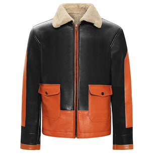 Men's Faux Leather Turn-Down Collar Long Sleeves Winter Jacket