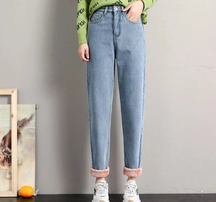 Women's Cotton High Elastic Waist Zipper Fly Closure Casual Pants