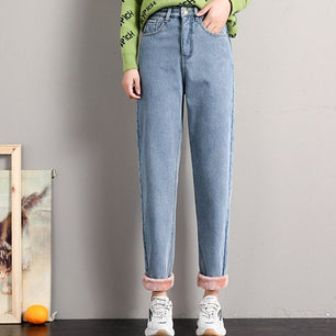 Women's Cotton Zipper Fly Closure High Waist Ankle-Length Pants