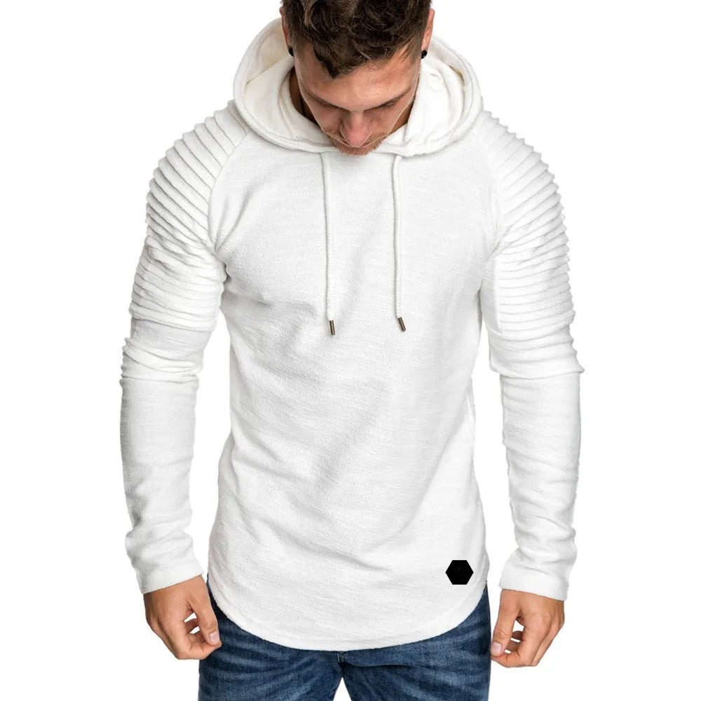 Men's Polyester Long Sleeves Solid Pattern Casual Hooded Jacket