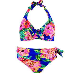 Women's Polyester High Waist Floral Pattern Bathing Bikini Set