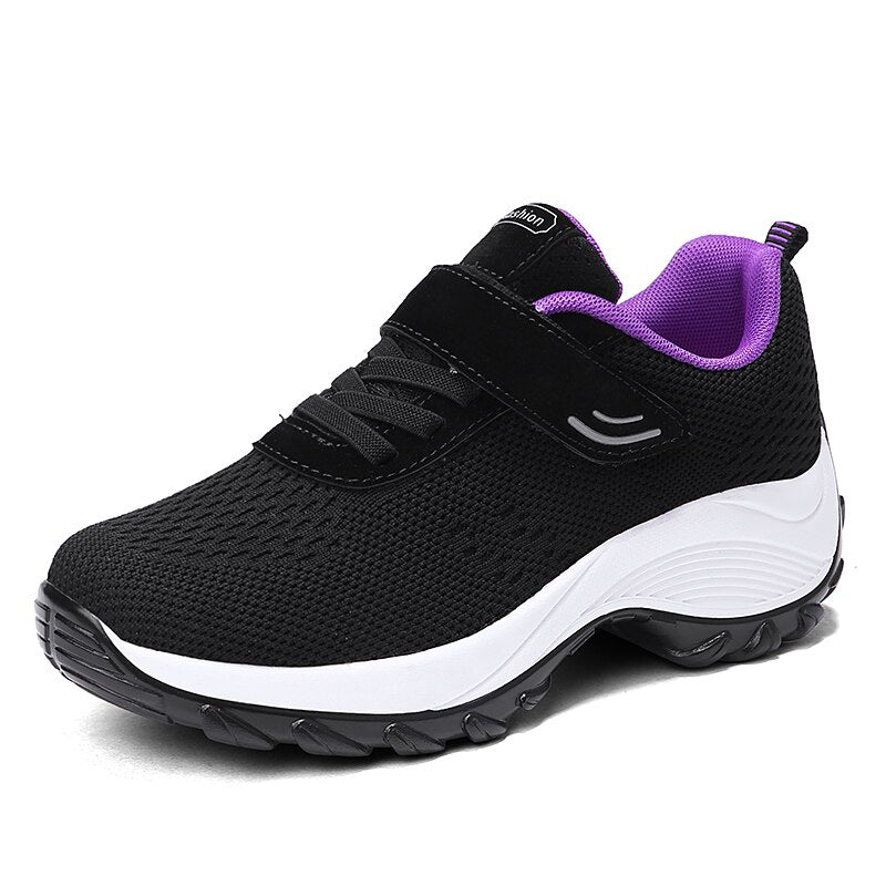 Women's Mesh Lace-Up Solid Pattern Walking Gym Running Shoes