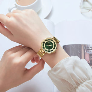 Women's Stainless Steel Round Shaped Waterproof Luxury Watch