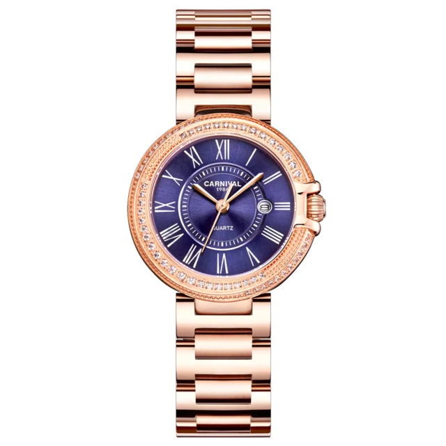 Women's Stainless Steel Round Shaped Waterproof Quartz Watch