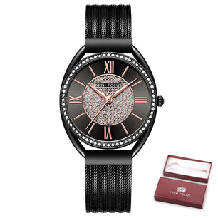 Women's Stainless Steel Round Shaped Waterproof Luxury Watch