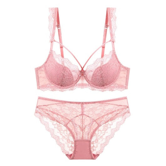 Women's Spaghetti Lace Push Up Bra With Panties Set