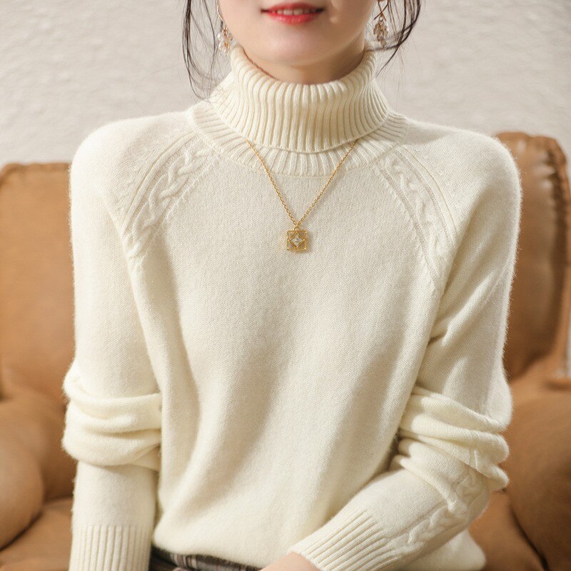 Women's Acrylic Turtleneck Full Sleeves Casual Pullover Sweater