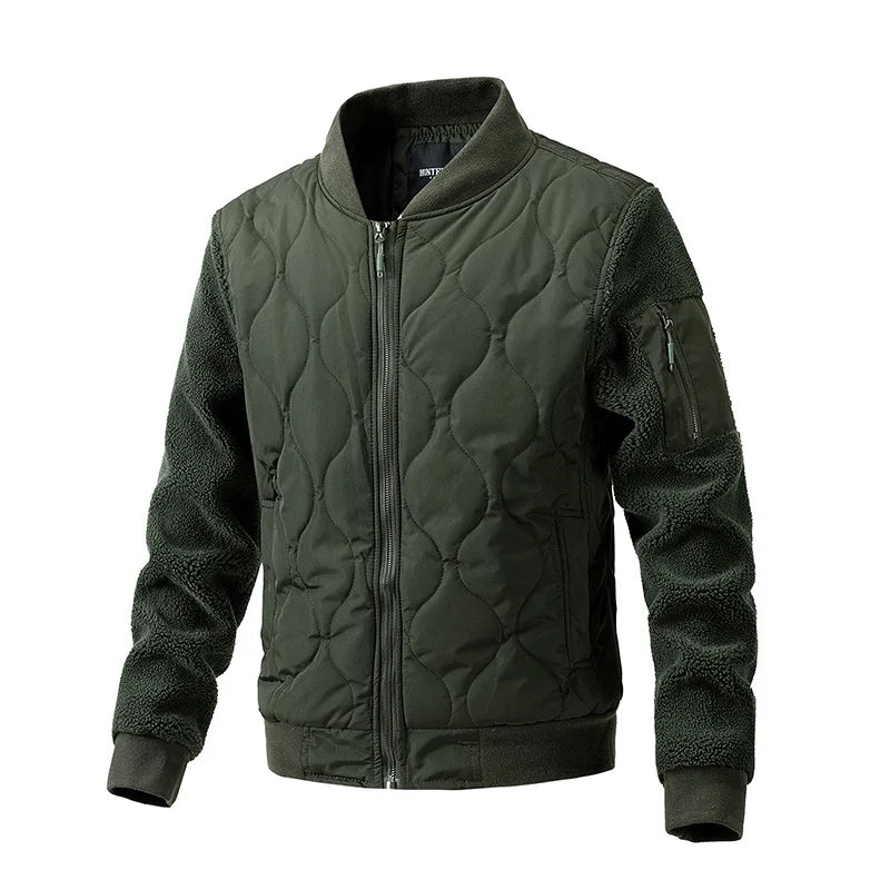 Men's Polyester V-Neck Full Sleeves Zipper Closure Winter Jacket