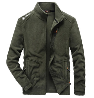 Men's Polyester Stand Collar Long Sleeve Zipper Closure Jacket