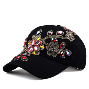 Women's Cotton Adjustable Strap Floral Casual Wear Winter Baseball Hat