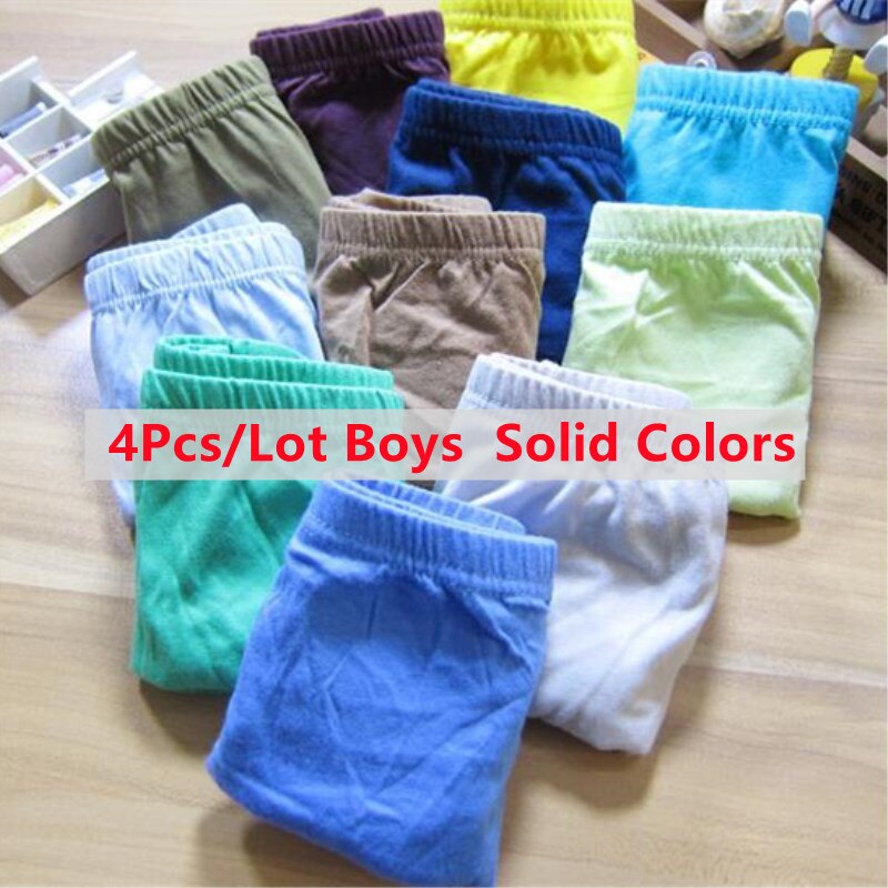 Kid's Boy 4Pcs Cotton Breathable Solid Pattern Underwear Briefs