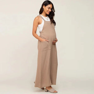 Women's Polyester Sleeveless Solid Pattern Trendy Maternity Dress