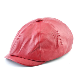 Men's Faux Leather Sun Protection Solid Pattern Retro Casual Cap