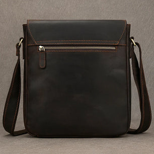 Men's Genuine Leather Hasp Closure Solid Pattern Shoulder Bag