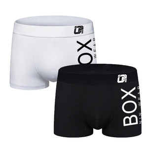 Men's 2 Pcs Cotton Letter Pattern Trendy Underwear Boxer Shorts