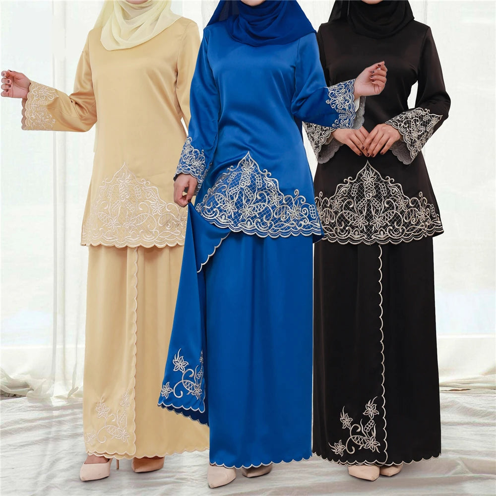 Women's Arabian Polyester Full Sleeves Embroidery Pattern Dresses