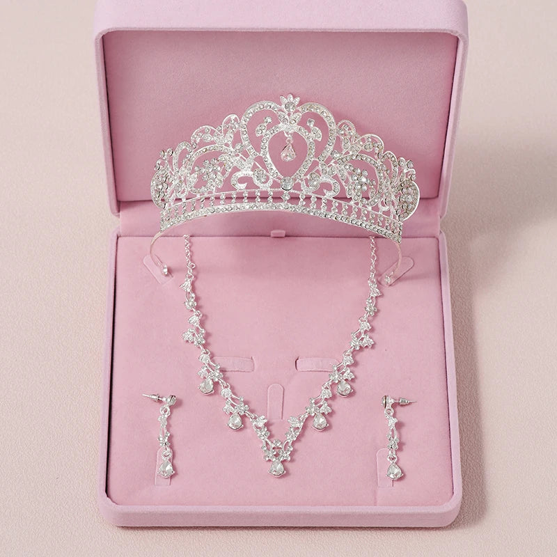 Women's Zinc Alloy Water Drop Bridal Wedding Crown Jewelry Sets