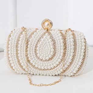 Women's Polyester Hasp Closure Pearl Pattern Vintage Clutch