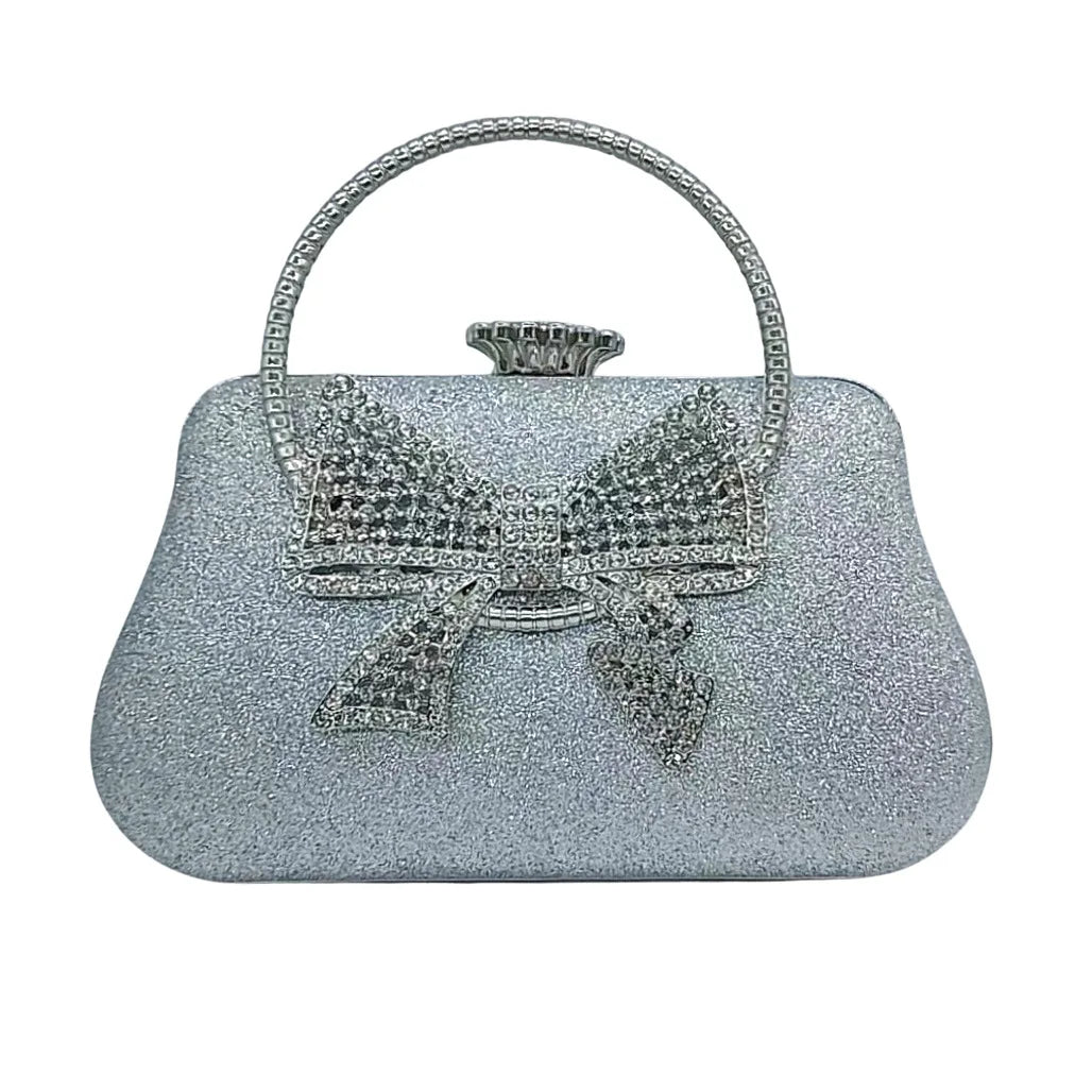 Women's Metallic Hasp Closure Rhinestone Pattern Trendy Handbag